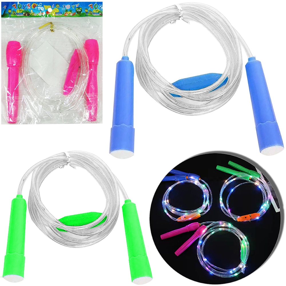 PULA CORDA COM EMPUNHADURAS DE PLASTICO + LUZ A BATERIA 2,3M