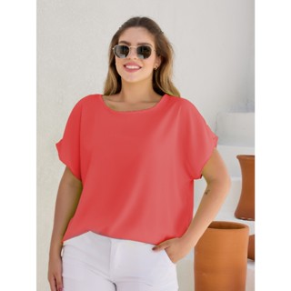 Kit 3 Blusa Social Feminina Plus Size de Tecido Viscolinho Manga Curta Plus Size
