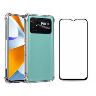 KIt Pelicula Vidro 3D Xiaomi Poco C40 + Capa Capinha Anti Shock