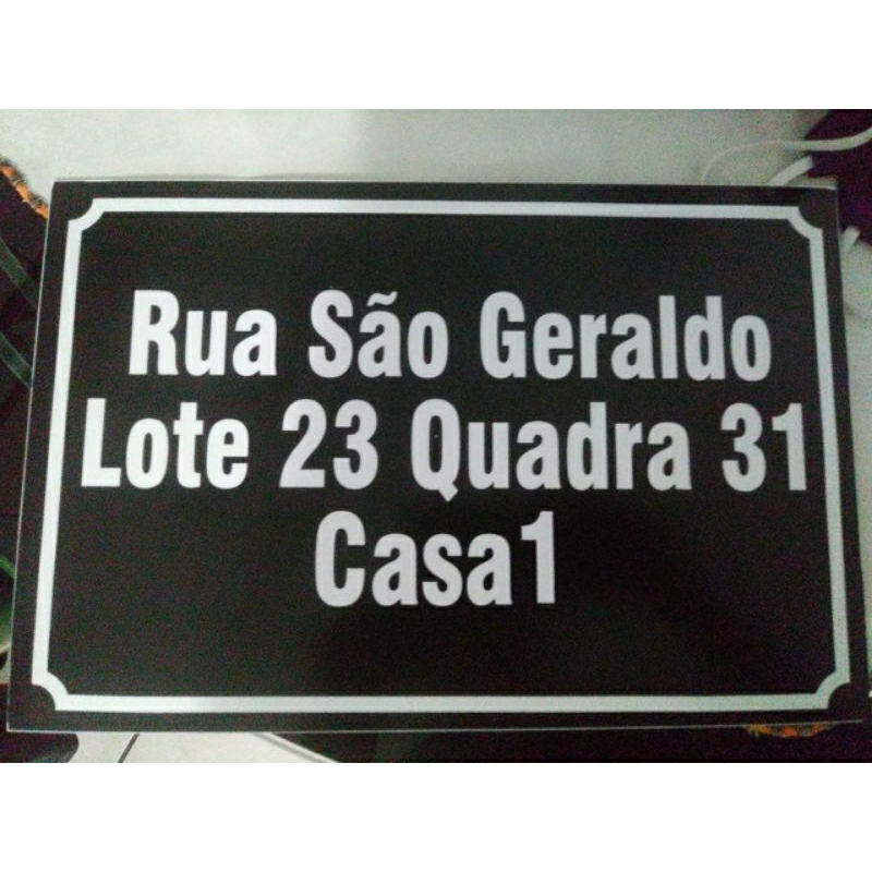 Placa Residencial Endereço 40x25cm