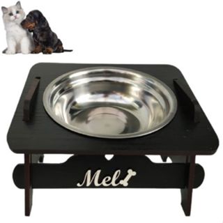 Comedouro PERSONALIZADO Elevado Com TAMPA Tigela Inox P/ Cães E Gatos