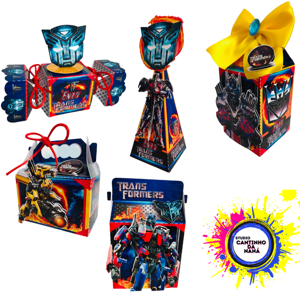 Kit Festa Transformers Menino Aniversário personalizados caixinhas lembrancinha