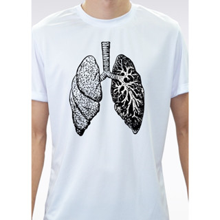 Camiseta Pulmão Art Style Street Poliéster Camisa Branca Casual