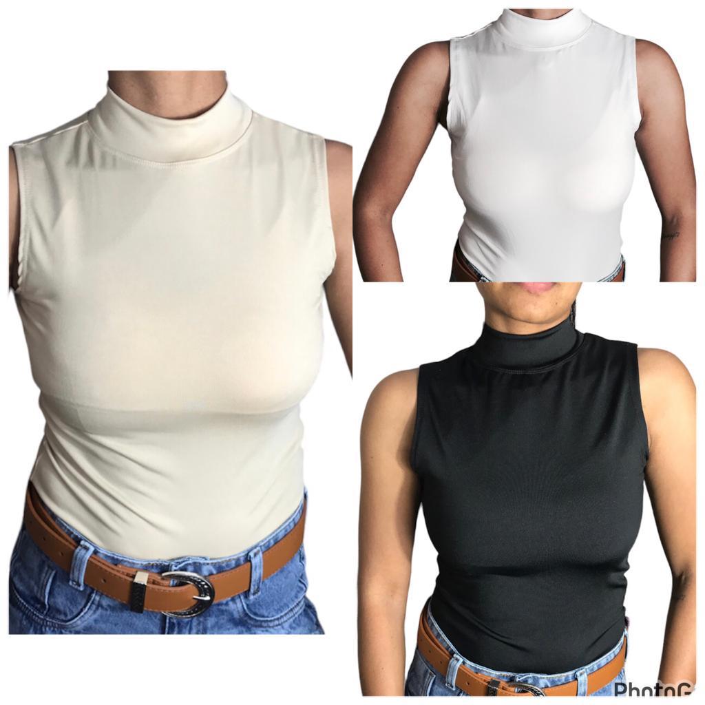 BLUSA REGATA GOLA ALTA FEMININA SLIM BÁSICA LISA CASUAL BLUSINHA EM TECIDO SUPLEX CAMISETA em Oferta na Shopee