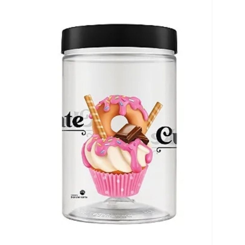 Pote Plástico 1,5L Redondo Decorado Cupcake Chocolate Bandeirante