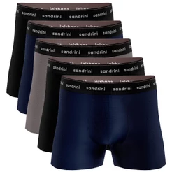 Kit 5 Cuecas Boxer Sandrini Algodão Adulto Masculinas Elastano Original cueca box Promoção
