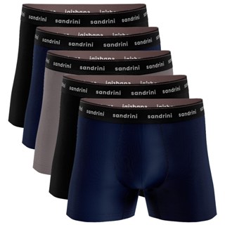 Kit 5 Cuecas Boxer Sandrini Algodão Adulto Masculinas Elastano Original cueca box Promoção