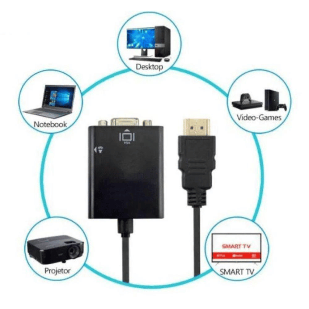 Cabo Conversor HDMI Para VGA Fêmea PC Com P2 em Oferta na Shopee