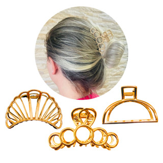 03 Presilha Piranha Prendedor De Cabelo Luxo Metal Variadas