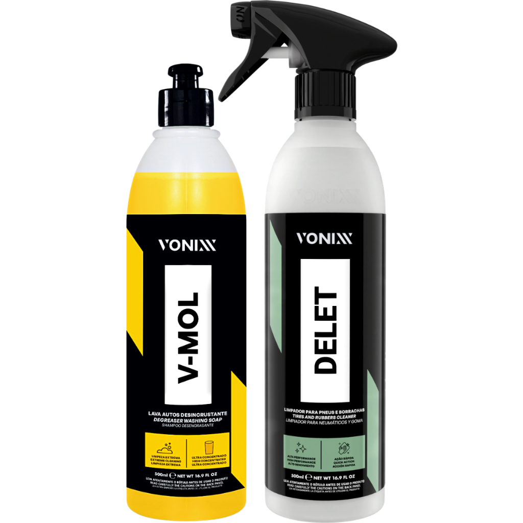 Shampoo Automotivo V-Mol Delet Limpa Pneu Borracha 500ml Vonixx em Oferta na Shopee