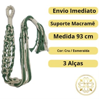 Suporte Artesanal em Macramê de Vasos de Plantas - Duas Cores - 3 Alças - 93 cm