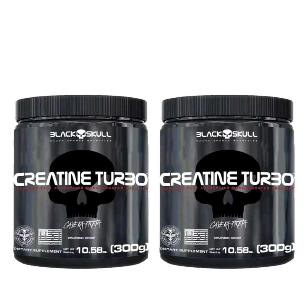 KIT 2X Creatina Monohidratada Creatine Turbo 300g - Black Skull