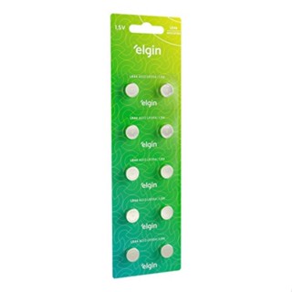 Pilha Bateria Alcalina LR44 Elgin 82194 Botão - Blister com 10 Unidades