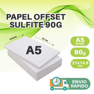 Papel Offset Sulfite Branco 90g tamanho A5 21x14,8cm em Oferta na Shopee