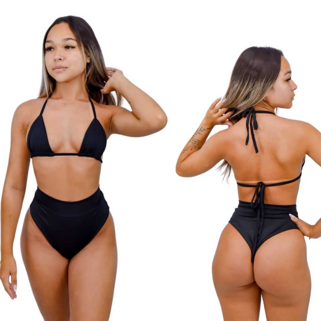 Biquini Hot Pant  Biquíni Belize cortininha Calcinha Hotpants Cintura Alta