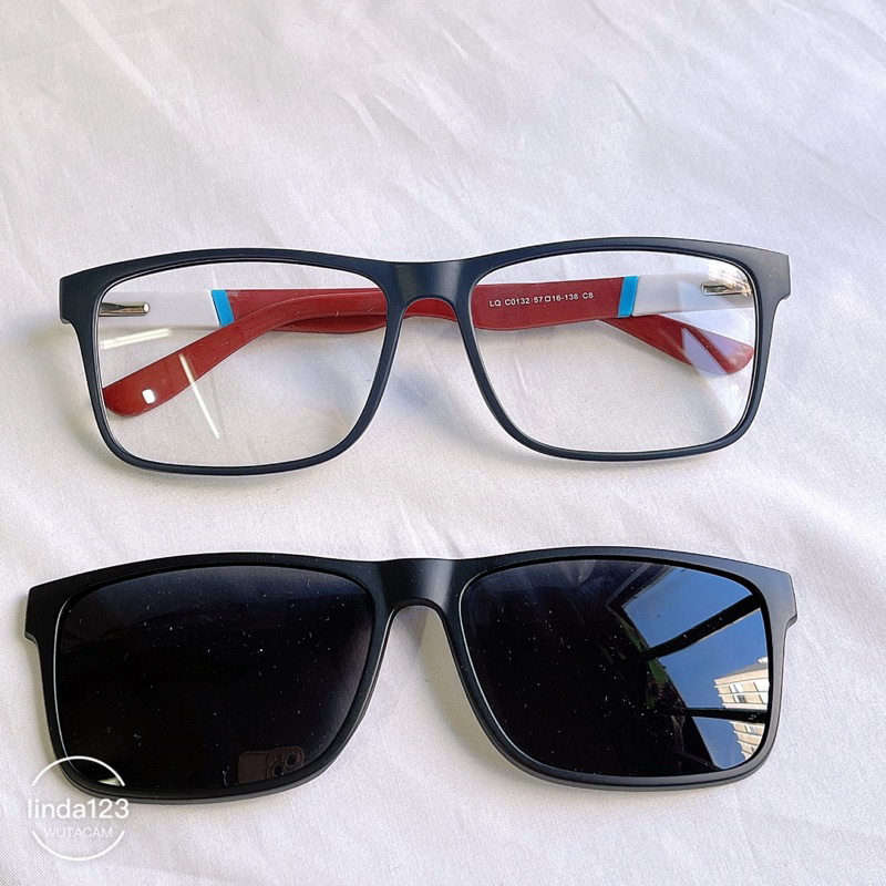 Armação De Óculos Clipon 2 EM 1 Masculino Armação + Solar/ Lente polarizado / Com Estojo É Flanela 0132