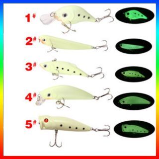 5pçs Kit Isca Artificial Luminosa De Pesca Iscas Tamanho Misto