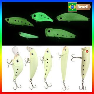 5pçs Kit Isca Artificial Luminosa De Pesca Iscas Tamanho Misto