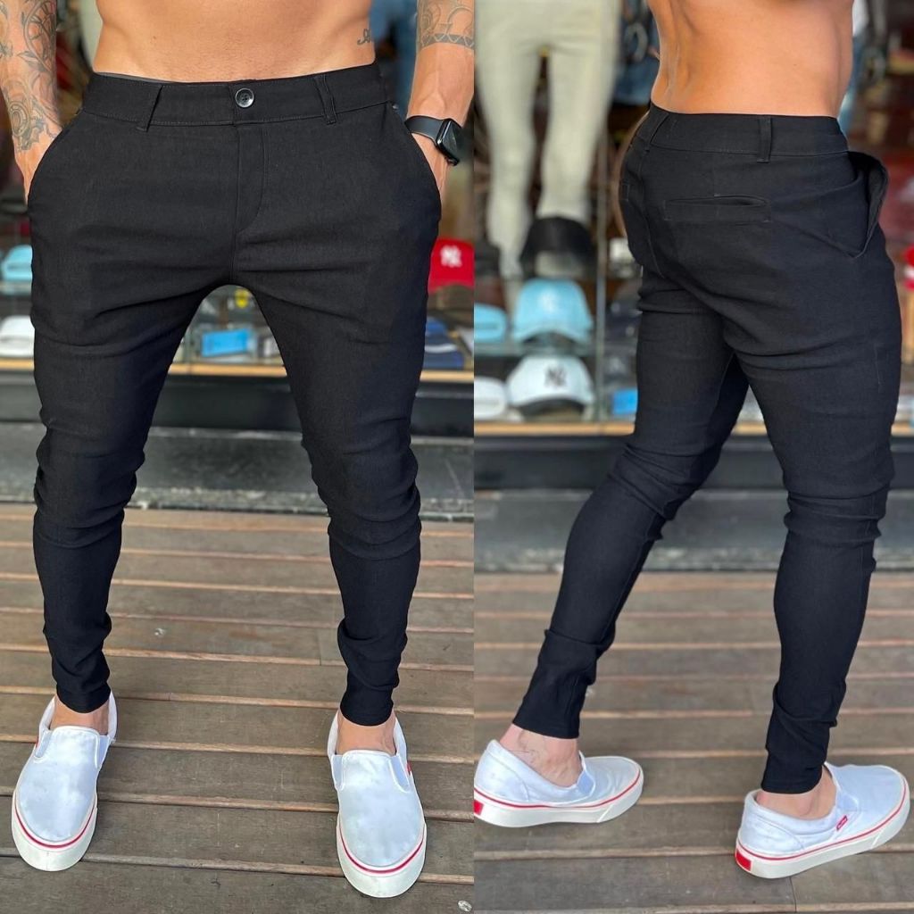 calça alfaiataria masculina bengaline preta exclusiva em Oferta na Shopee