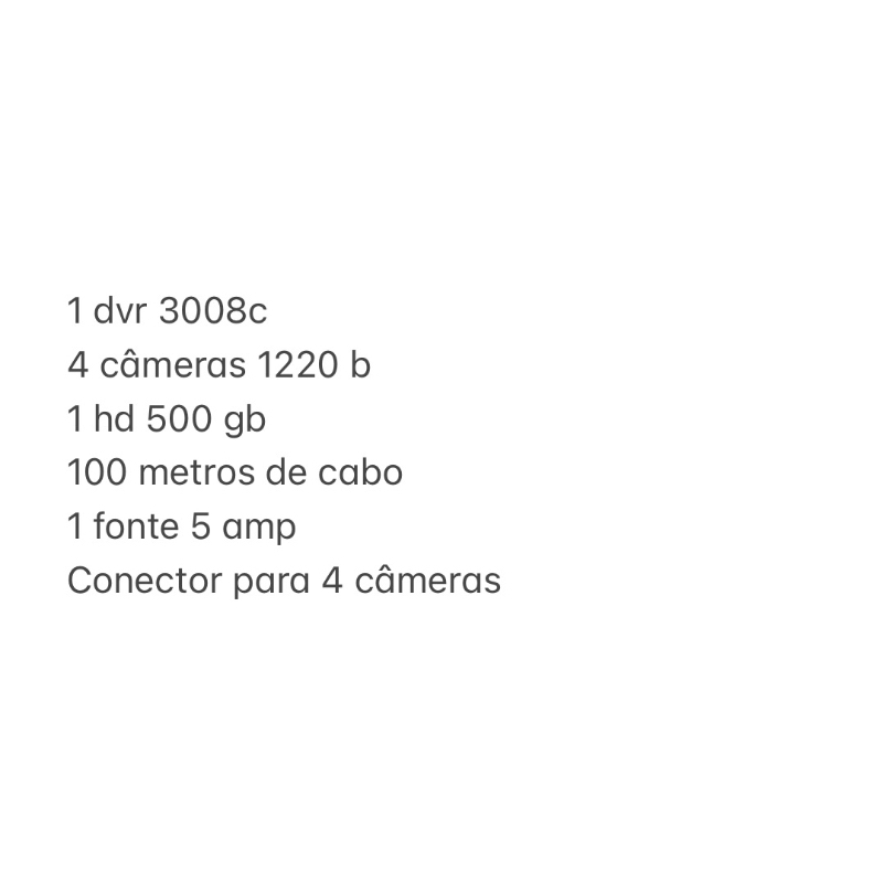 kit 4 câmeras 1220 com dvr 3008c intelbras completo.