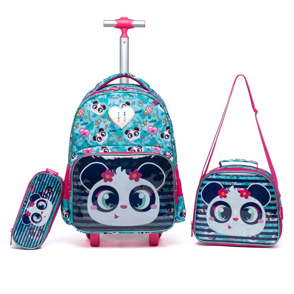 Kit Mochila Bichinhos Estojo Lancheira Térmica Infantil Menina Escolar