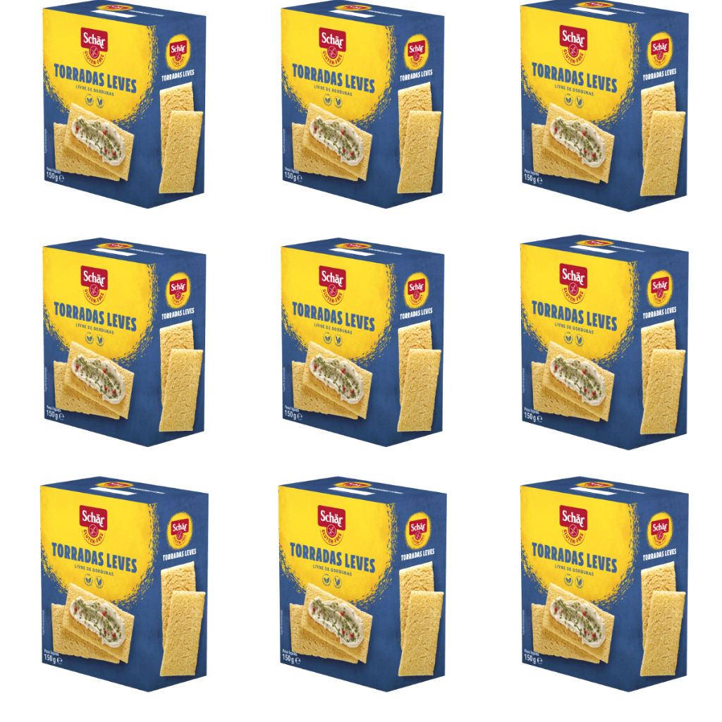 Kit 9 Torradas Leves Sem Glúten, Lactose e Ovo Vegano 150 g Schar Caixa Fechada