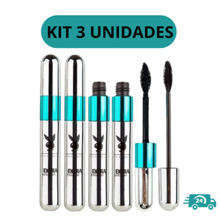 Kit 3 Mascara de Cilios Rimel 2 em 1 Extra Volume 2 Pinceis A Prova D
