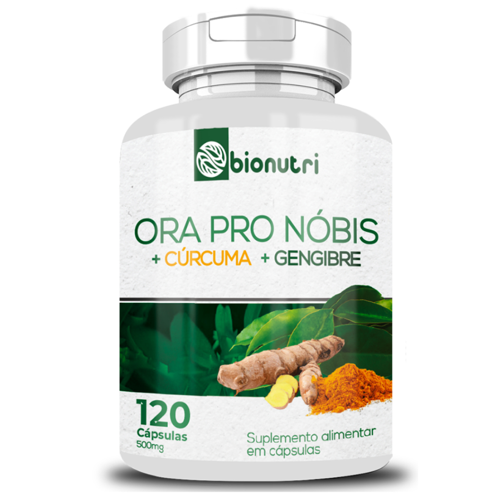 Ora Pro Nóbis + Cúrcuma Longa + Gengibre 120 Cápsulas 500mg