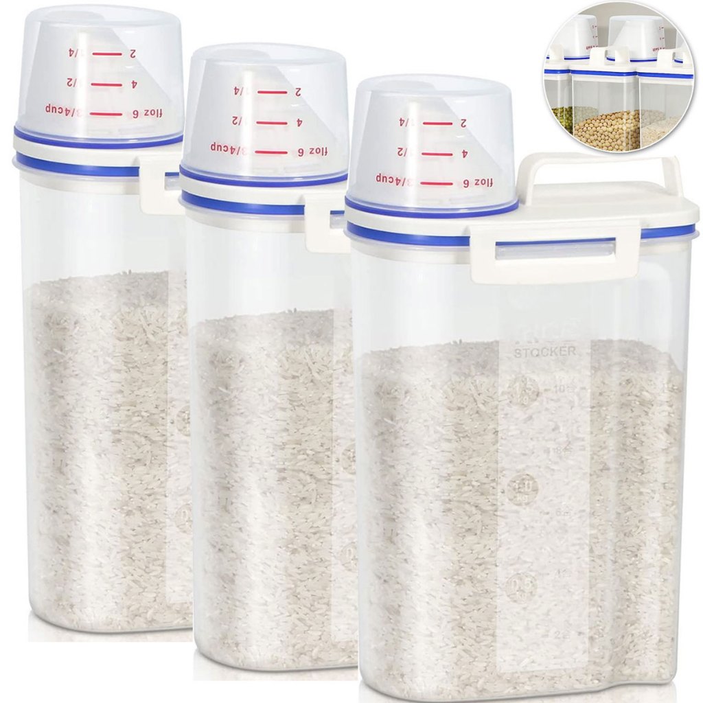 Kit 3 Pote Hermético Multiuso Cereais Arroz Bico Copo Dosador Armazenamento com Bico Copo ...