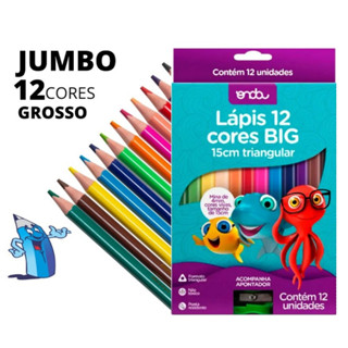 LAPIS DE COR JUMBO 12 CORES BIG GROSSO TRIANGULAR ONDA