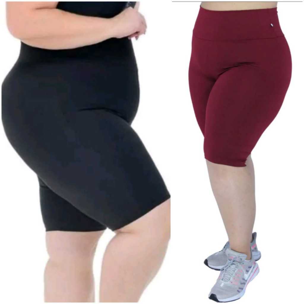 KIT 2 BERMUDA FEMININA PLUS SIZE ZERRO TRANSPARENCIA LEGGING P ao G3