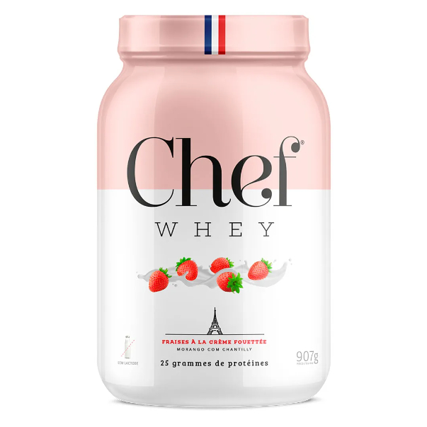 Chef Whey Protein Morango Com Chantilly Sem Lactose 907ml