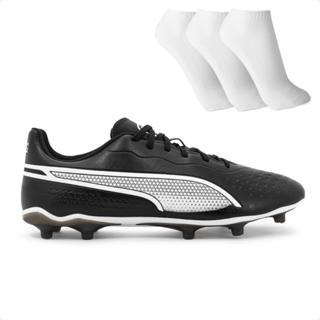 Chuteira Campo Puma King Match FG/AG Masculino + 3 Pares de Meias Original com Nota Fiscal e Garantia