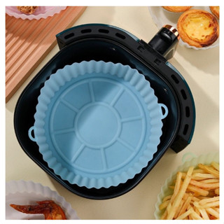 Cesto de Silicone Redondo Air Fryer e Forno Forma para Fritadeira Elétrica com Alça