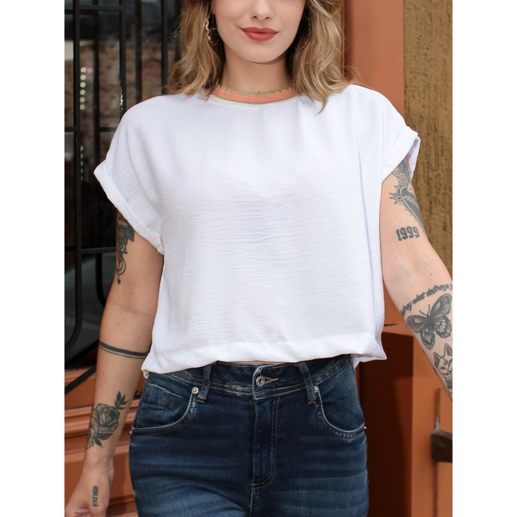 Blusa com Colarinho colorido elastano varias cores modelos novo 2023