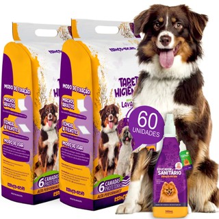 Tapetes hig. Espaço De Bicho Lavanda para cães 80x60 - 60 un. + Kit Adestrador Xixi Stop + Xixi Aqui em Oferta na Shopee