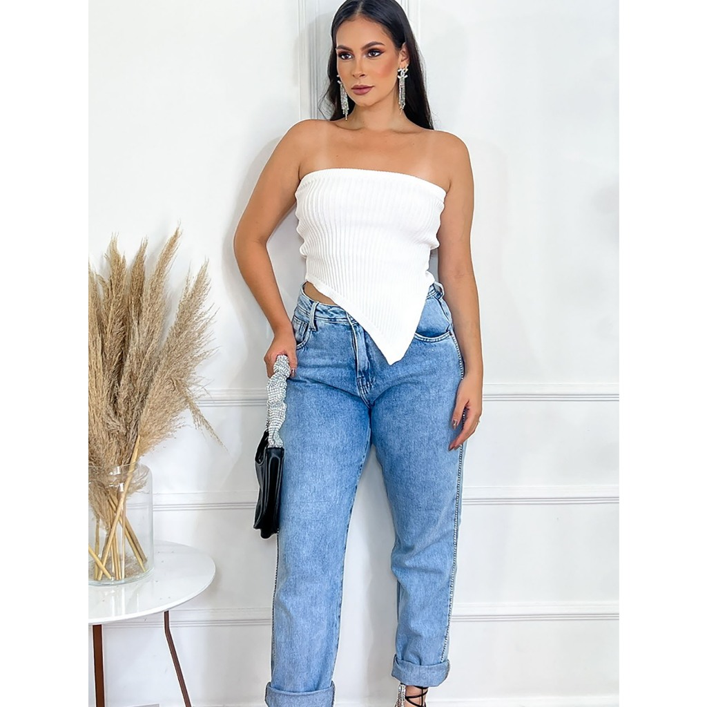 top faixa pico cropped canelado modal