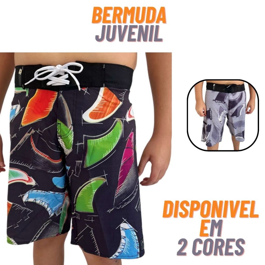 Bermuda Agua Elastano Juvenil Menino Esporte Ultra Leve