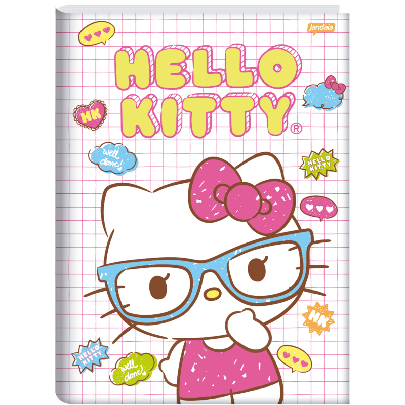 Caderno Brochurão Menina Capa Dura Hello Kitty 80 fls -Jandaia