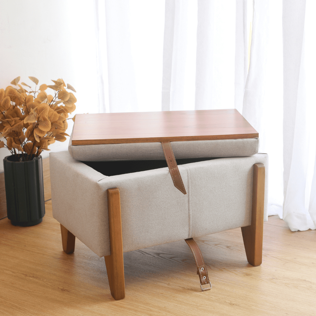 Banco Puff Decorativo Baú E Mesa De Centro Retangular Para Sala 60x40 cm