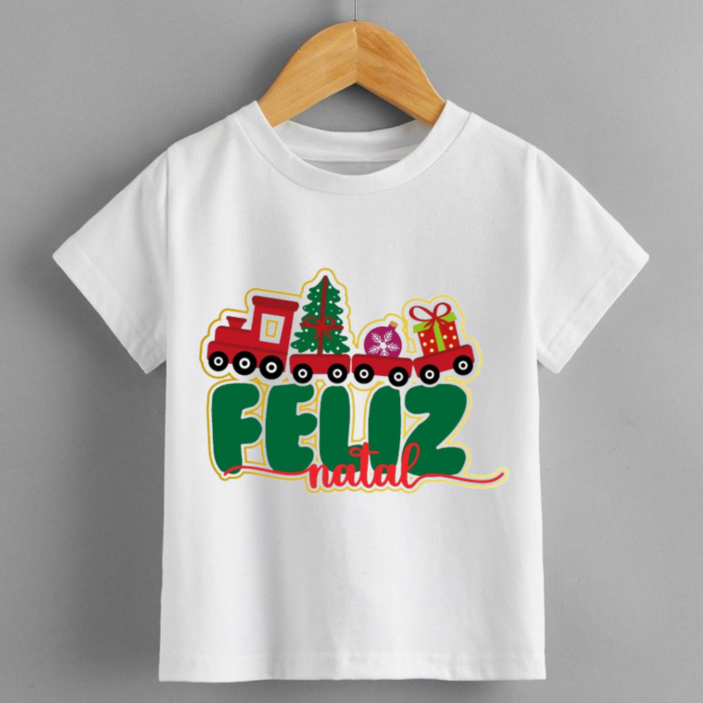 Camiseta Infantil Feliz Natal Unissex Personalizada