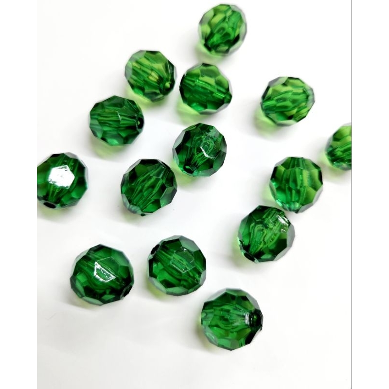 Bola Verde Natal Acrílica Facetada 16mm 50 Gramas.