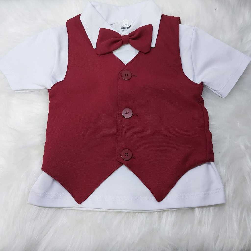 Colete social com camisa e gravata festa menino Bebê 1 A 6 ANOS