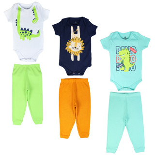 Kit 8 Peças de Roupas para Bebê Menino 4 Body - Promoção - Kit com 4 Body de Roupa Infantil Bebe Barato
