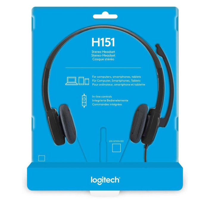 Fone De Ouvido Logitech H151 Preto Duplo Auricular Headset