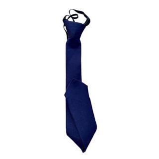 Gravata Slim Adulto Azul Marinho Com Nó Feito e Zíper