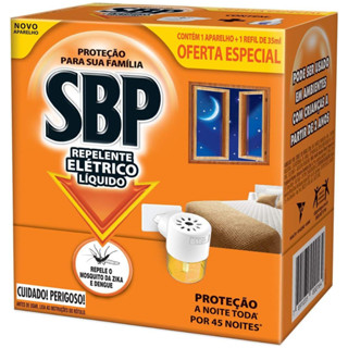 Repelente Elétrico Líquido SBP 45 Noites 1 Aparelho + 1 Refil de 35 ml
