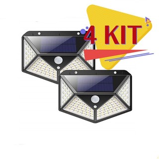 100 Leds Luminária Parede Solar Com Sensor Jardim Externa Prova D'água