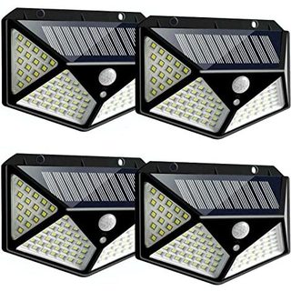100 Leds Luminária Parede Solar Com Sensor Jardim Externa Prova D'água