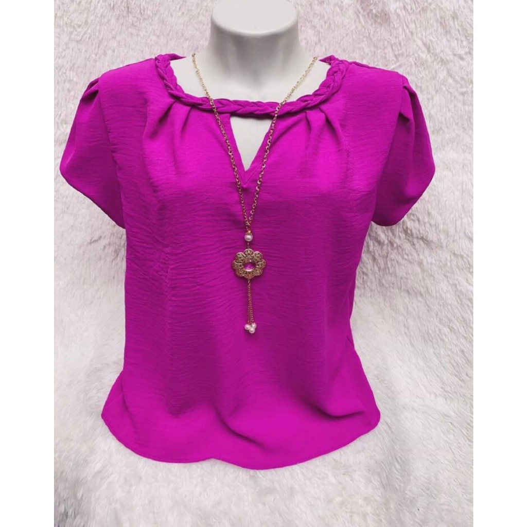 Blusa de manga curta tecido: duna em Oferta na Shopee